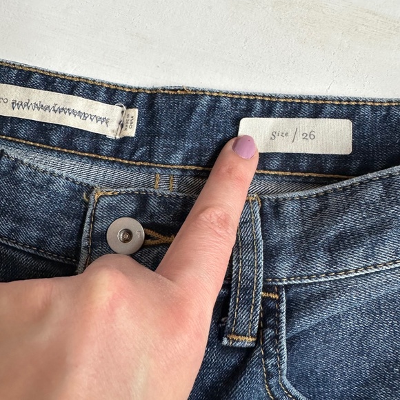 Anthropologie Pilcro High Rise Flare Crop Two Tone Denim Jeans - Picture 5 of 10